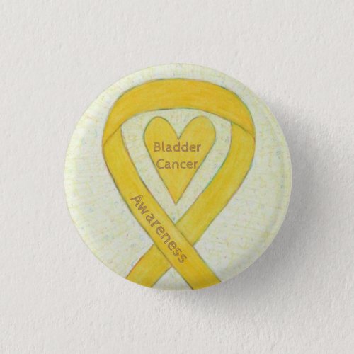 Bladder Cancer Heart Yellow Awareness Ribbon Pins