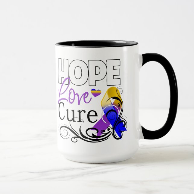 Bladder Cancer Hope Love Cure Mug (Right)