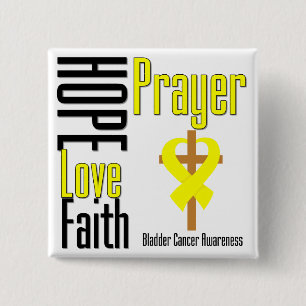 Bladder Cancer Hope Love Faith Prayer Cross Button