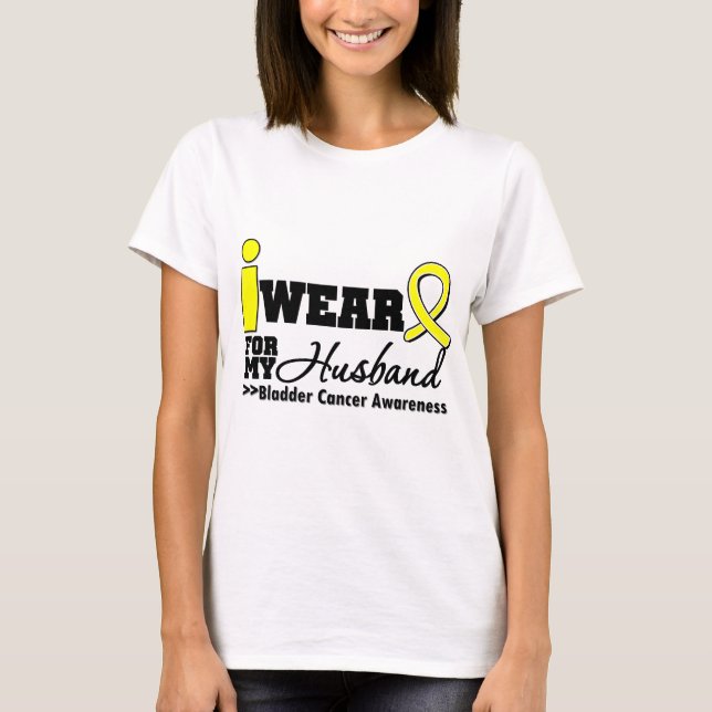 Bladder Cancer I Wear Yellow Ribbon For My Husband T-Shirt (Front)