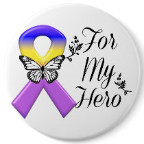Bladder Cancer Ribbon For My Hero Button