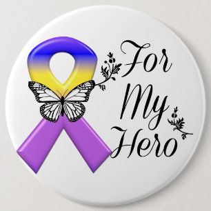 Bladder Cancer Ribbon For My Hero Button