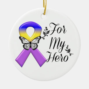 Bladder Cancer Ribbon For My Hero Ceramic Ornament