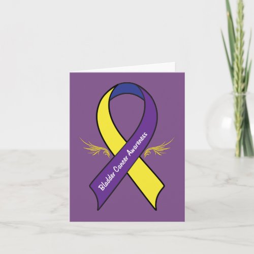 Bladder Cancer Ribbon with Wings Card