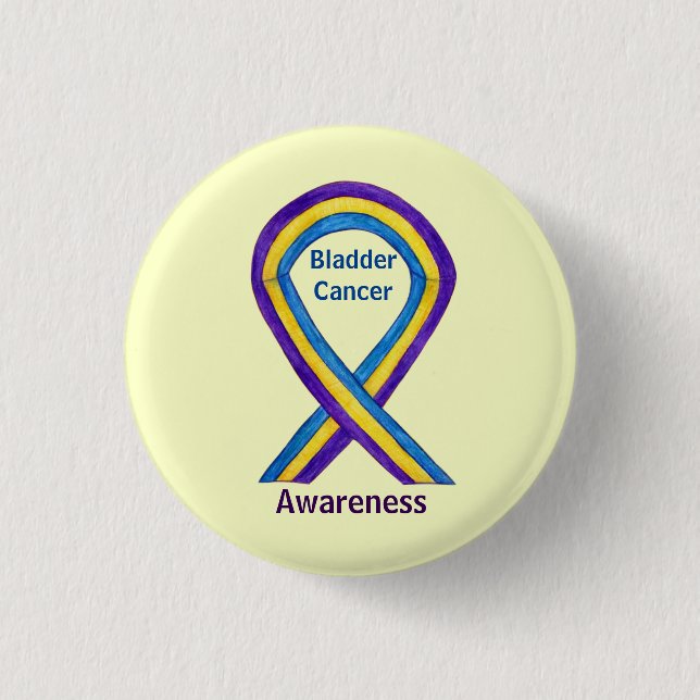 Bladder Cancer Stripes Awareness Ribbon Button Pin (Front)