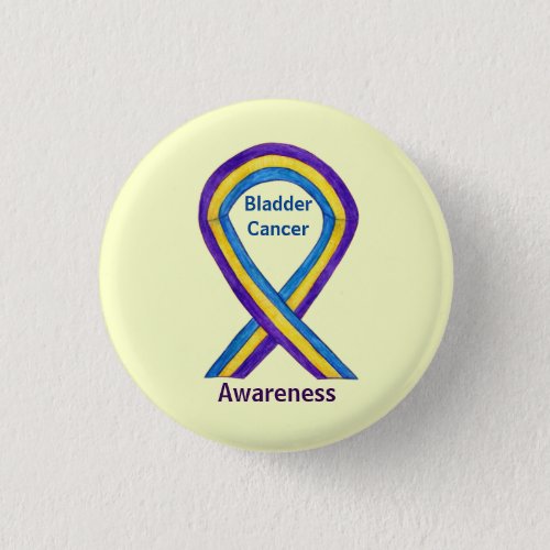 Bladder Cancer Stripes Awareness Ribbon Button Pin