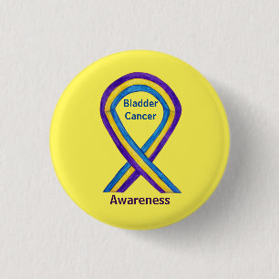 Bladder Cancer Stripes Awareness Ribbon Pin Button