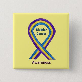 Bladder Cancer Stripes Awareness Ribbon Pin Button