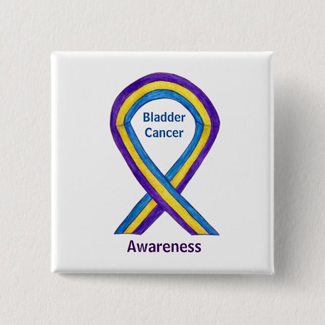 Bladder Cancer Stripes Awareness Ribbon Pin Button (Front)