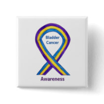 Bladder Cancer Stripes Awareness Ribbon Pin Button