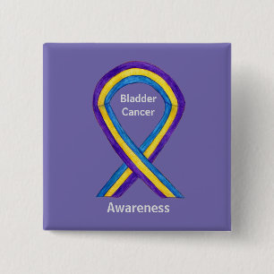 Bladder Cancer Stripes Awareness Ribbon Pin Button