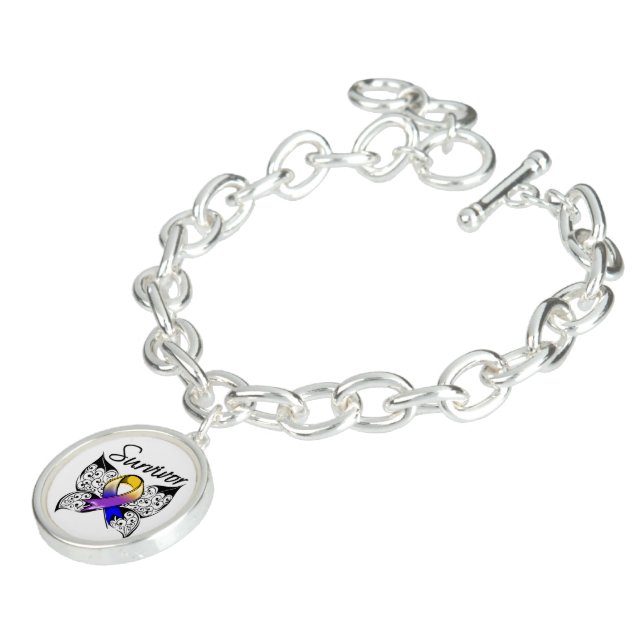 Bladder Cancer Survivor Butterfly Ribbon Bracelet (Side)