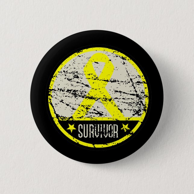 Bladder Cancer Survivor Mens Vintage Button (Front)