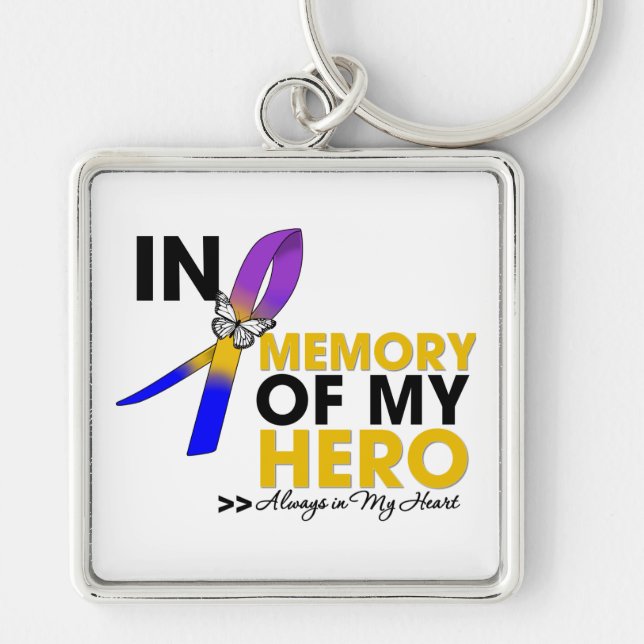 Bladder Cancer Tribute In Memory of My Hero Keychain (Front)