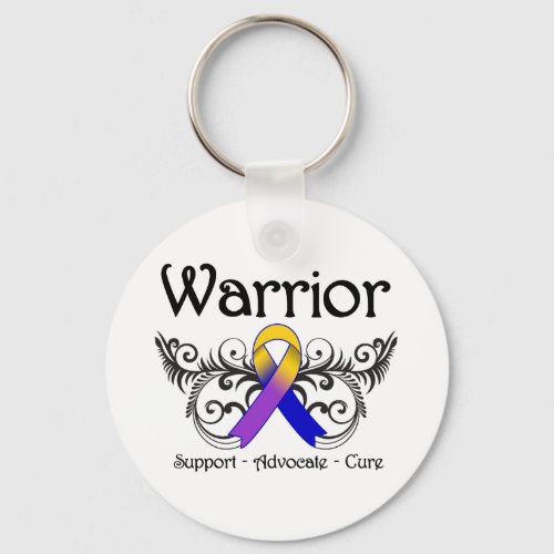 Bladder Cancer Warrior Scroll Wings Keychain