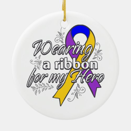 Bladder Cancer Wearing a Ribbon For My Hero Ceramic Ornament