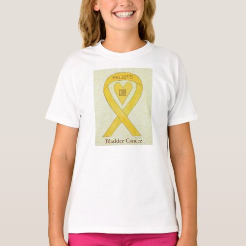 Bladder Cancer Yellow Awareness Ribbon Heart Shirt