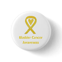 Bladder Cancer Yellow Heart Awareness Ribbon Pin