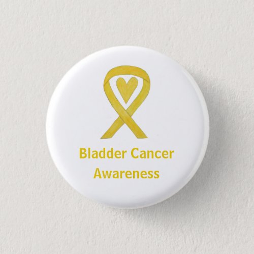 Bladder Cancer Yellow Heart Awareness Ribbon Pin