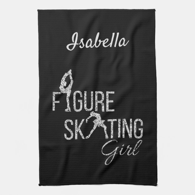 Blade Towel Figure skating silver sparkle (Vertical)
