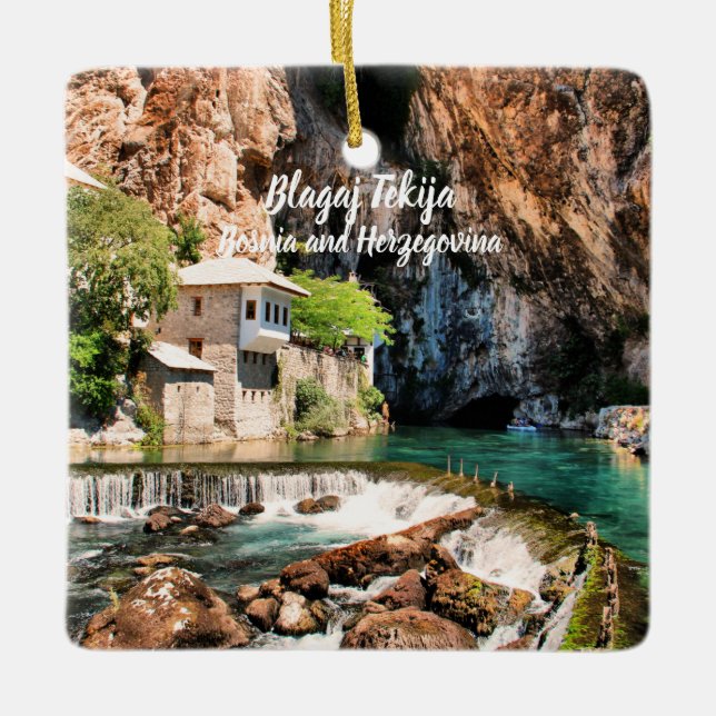 Blagaj Tekija Dervish Bosnia Herzegovina stylized Ceramic Ornament (Front)