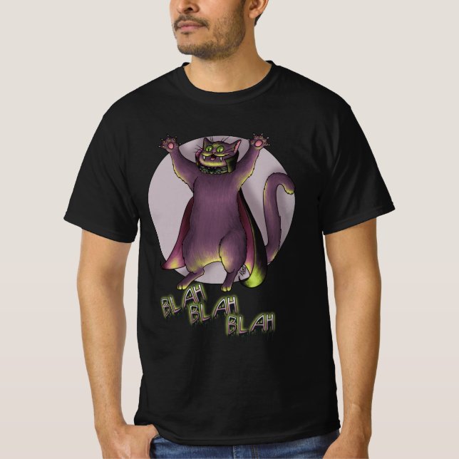 Blah Blah Blah Halloween Cat Shirt (Front)