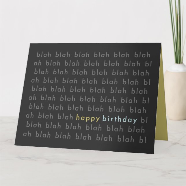 Blah Blah Blah Happy Birthday Typography Card (Front)