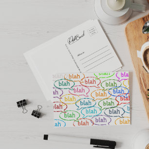 Blah Blah Funny Colorful Cute Say Hello Custom Postcard