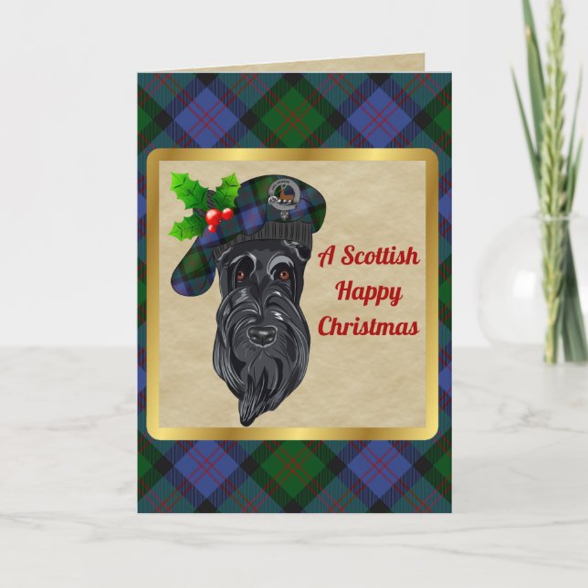 Blair Badge & Tartan Personalized Xmas Card (Front)