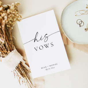 BLAIR Boho Minimalist His Wedding Vows Card
