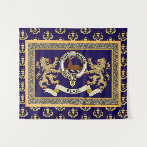 Blair Clan Badge Personalized Blue Tapestry