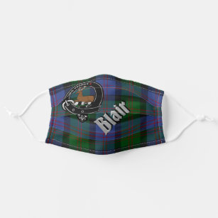 Blair Clan Badge & Tartan Cloth Face Mask
