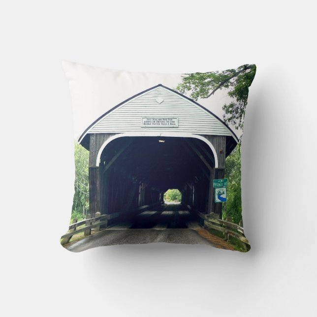 Blair Covered Bridge Throw Pillow (Front)