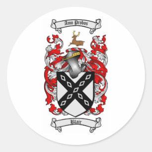 BLAIR FAMILY CREST - BLAIR COAT OF ARMS CLASSIC ROUND STICKER