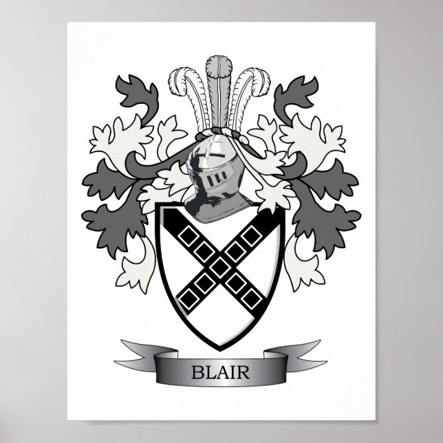 Blair Family Crest Coat of Arms Poster (Front)
