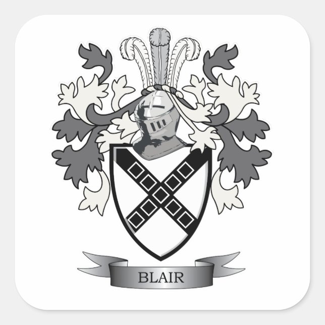 Blair Family Crest Coat of Arms Square Sticker (Front)