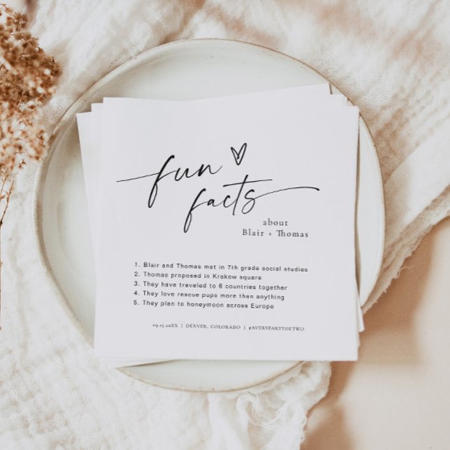 BLAIR Fun Facts Wedding Napkins, Modern Minimalist Napkins (Creator Uploaded)