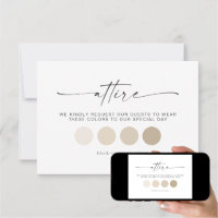 Minimalist Wedding Color Palette Attire Cards