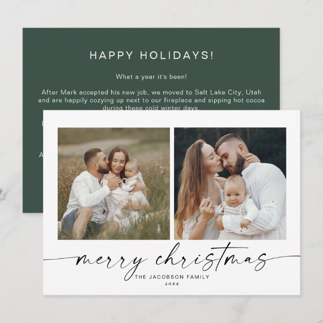 BLAIR Minimalist Bohemian 2 Photo Christmas Card (Front/Back)