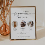 BLAIR Minimalist Boho 3 Photo Pet Signature Drink Poster<br><div class="desc">This signature drink sign features two photo slots,  an boho handwritten script font,  and a modern minimalist design. Easily change the font and background color to match your event. This sign is perfect for adding either a photo of the bride and groom,  kiddos,  or your favorite family pets.</div>