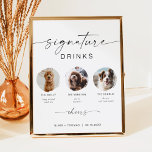 BLAIR Minimalist Boho 3 Photo Pet Signature Drink Poster<br><div class="desc">This signature drink sign features two photo slots,  an boho handwritten script font,  and a modern minimalist design. Easily change the font and background color to match your event. This sign is perfect for adding either a photo of the bride and groom,  kiddos,  or your favorite family pets.</div>
