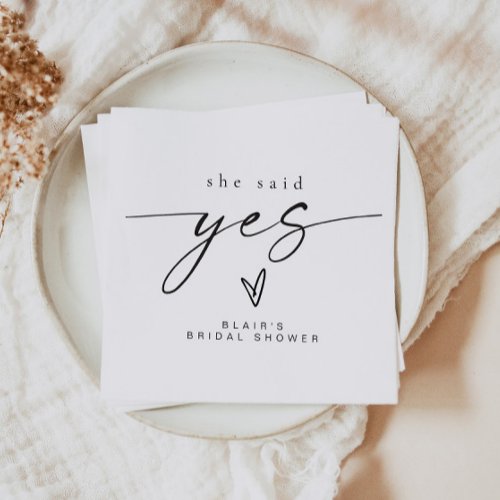 BLAIR Minimalist Boho She Said Yes Bridal Shower Napkins