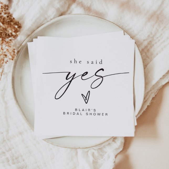 BLAIR Minimalist Boho She Said Yes Bridal Shower Napkins (Creator Uploaded)