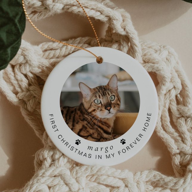 BLAIR Modern 1st Christmas Cat or Pet Photo Ceramic Ornament (Creator Uploaded)