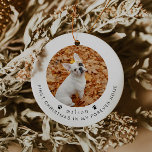 BLAIR Modern 1st Christmas Dog or Pet Photo Ceramic Ornament<br><div class="desc">This Christmas ornament features cute paw prints, a round photo slot on the front and back with the saying, "first Christmas in my forever home". Easily change the name and add a photo of your furry friend for a personal touch. This ornament is the perfect gift for any pet lover...</div>