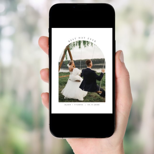 BLAIR Modern Best Day Ever Wedding Thank You Card (Front Digital)