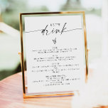 BLAIR Modern Bohemian Let's Drink Bar Menu Poster<br><div class="desc">This bar menu poster features a modern bohemian handwritten font and simple minimalist design. The simple black and white color combination makes it the perfect addition to any event. Use this menu for your wedding reception,  bridal shower,  retirement party,  etc. Edit *most* wording to meet your needs.</div>