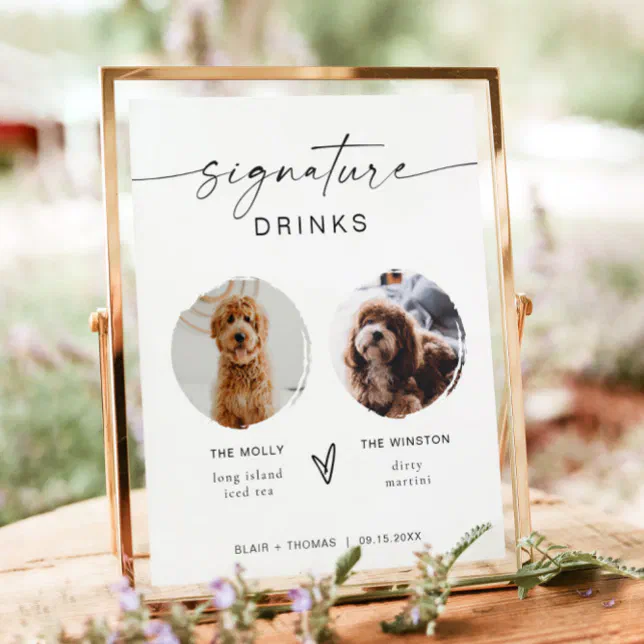 BLAIR Modern Boho 2 Photo Dog Signature Drink Poster
