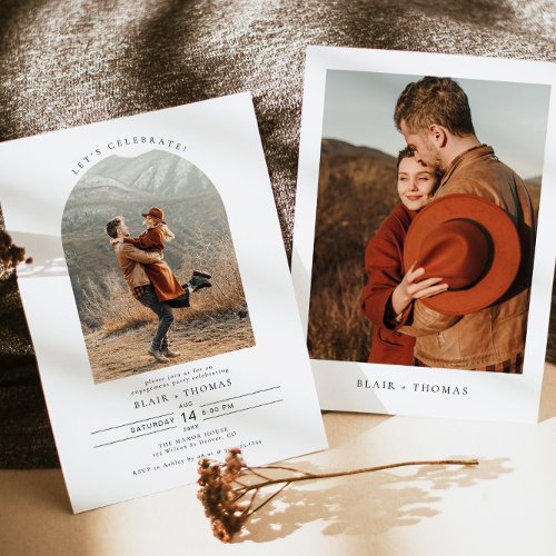 BLAIR Modern Boho Arch Photo Engagement Party Invitation