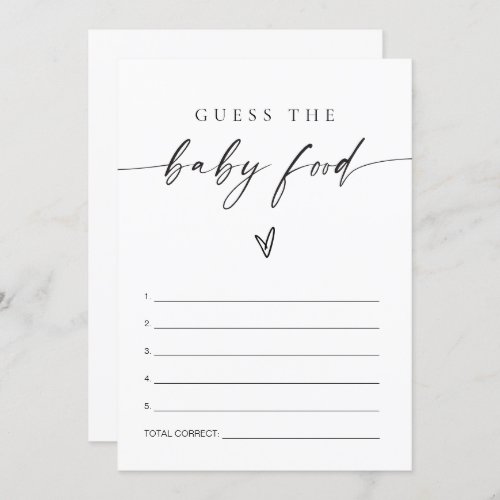 BLAIR Modern Guess The Baby Food Baby Shower Game Invitation